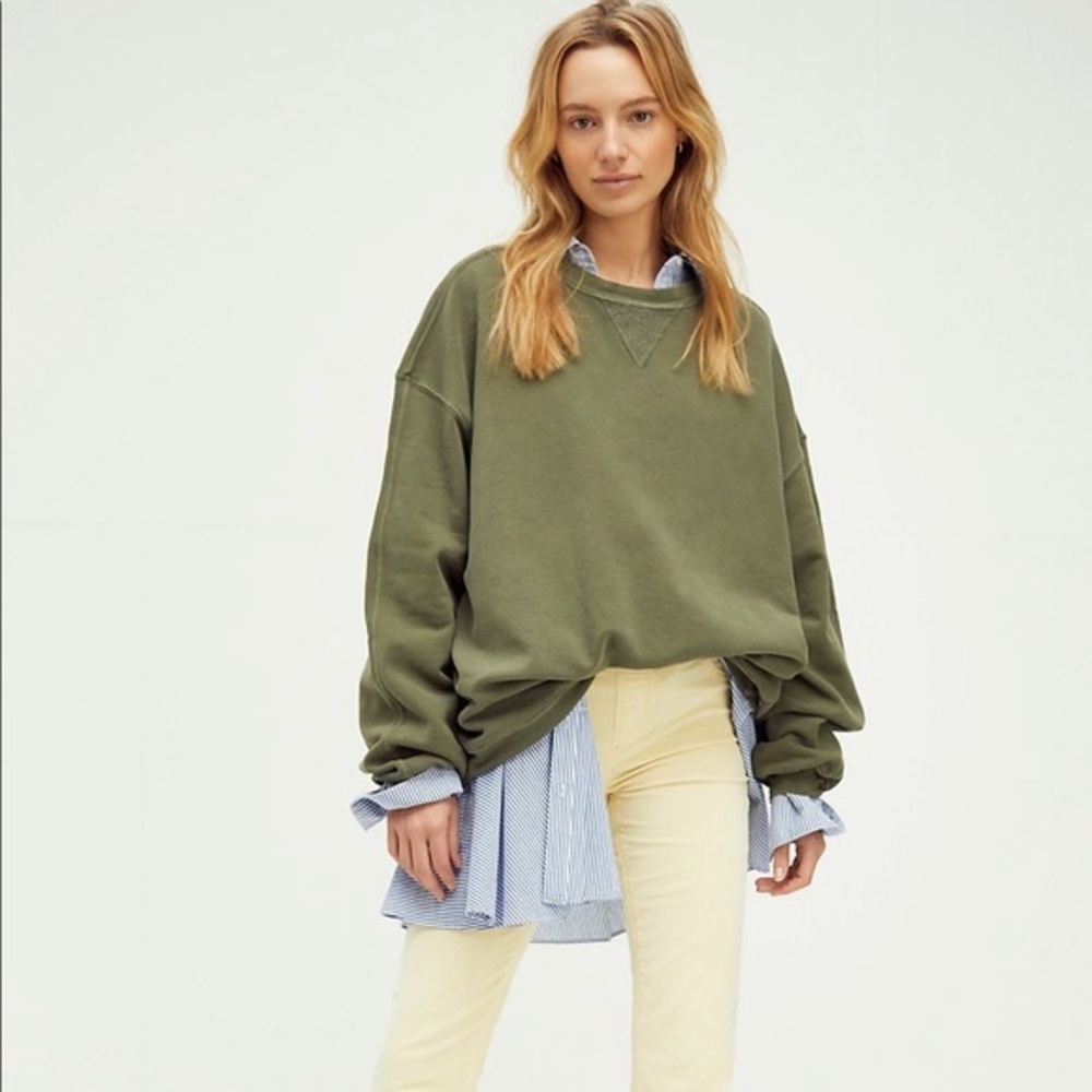 Free People Over and Out Sweatshirt, Army, XS